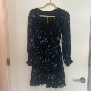 Anthropologie dress - black with blue and green florals.